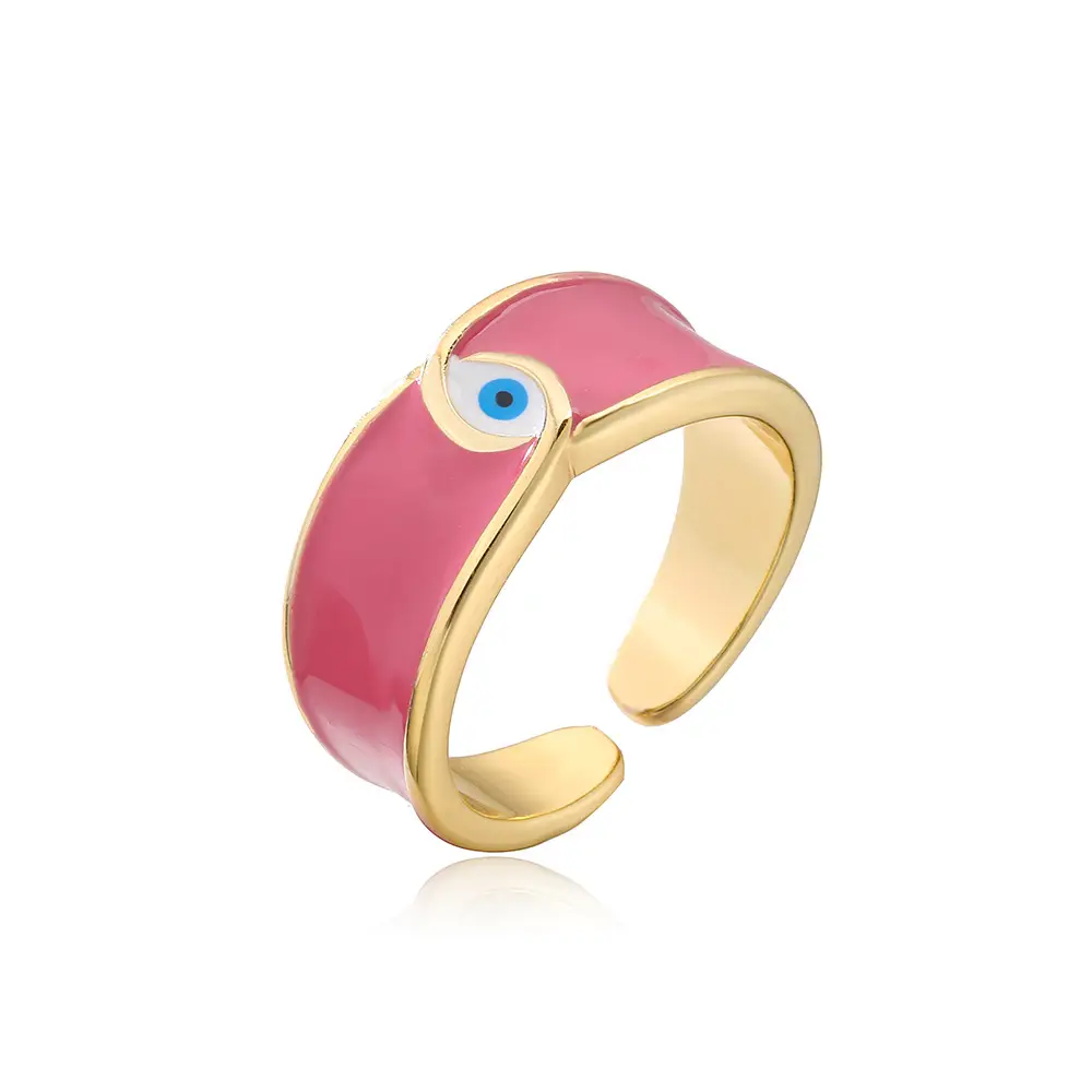 Copper Plating Real Gold Oil Drop Devil's Eye Ring Girl