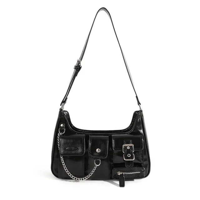Motorcycle High grade Style Chain Shoulder Underarm Bag Women Black - Shop at LoveMi