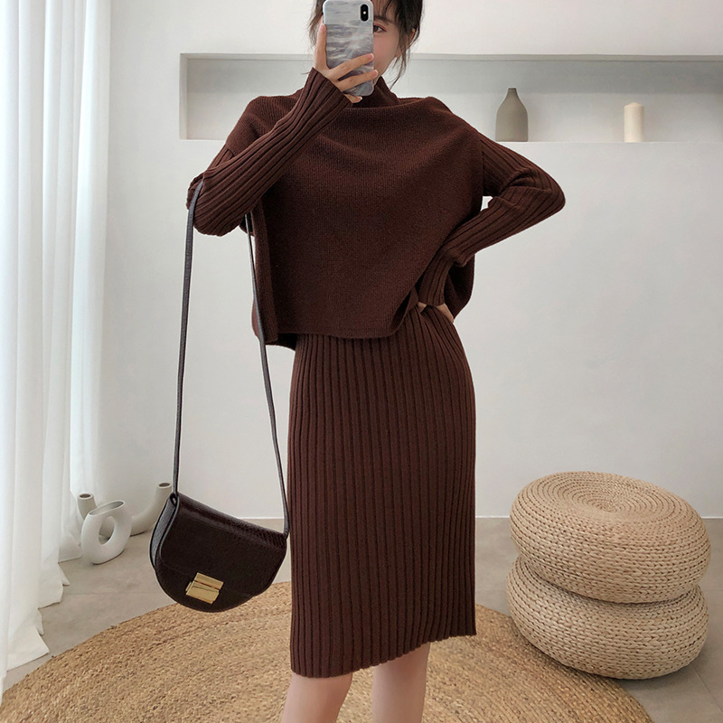 Title 4, Knitted Skirt Sweater Dress Two-piece Suit, war...