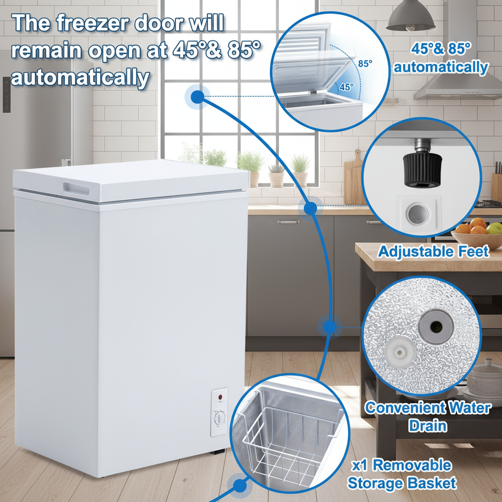 3.5 Cu.Ft Small Chest Freezer Compact Deep Freezer With 7-Level Temperature Control, Rapid Cooling, Energy Efficient & Quiet For Home, Garage, Apartment, And Kitchen, White
