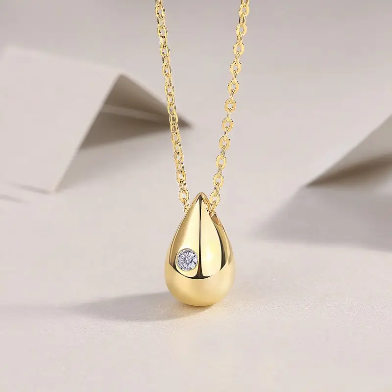 1Dreamy Water Drop - A Trendy Diamond Jewelry Necklace Pendant Set With 1-carat Moissanite S925 Sterling Silver And Gold Plating Prohibit TikTok sales