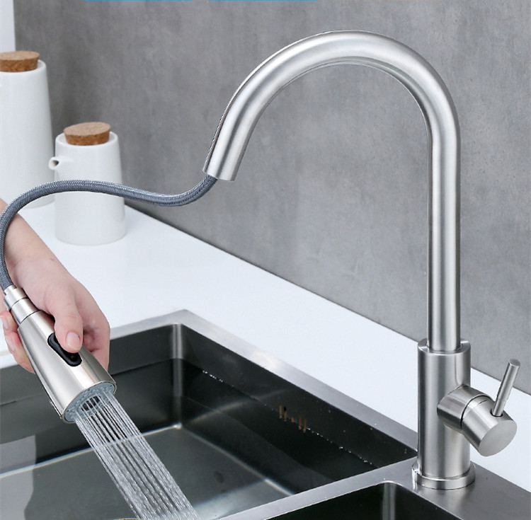 Title 6, Kitchen Pull Hot And Cold Water Faucet Stainles...