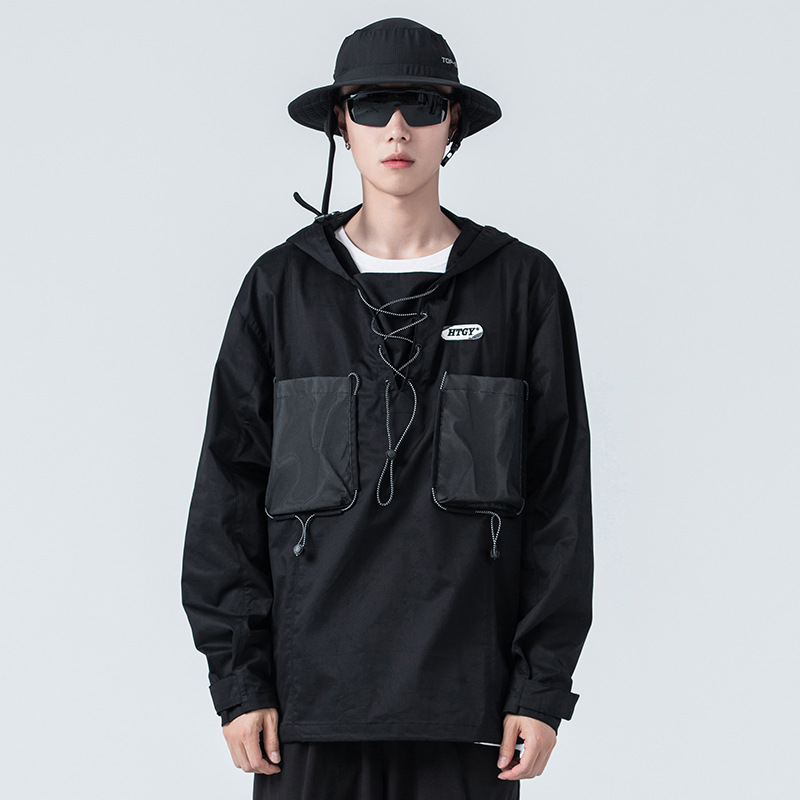 Men's Multi-pocket Pullover Loose Hooded Jacket