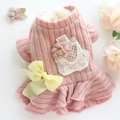 Pet Dog Clothes Cat Princess Skirt Cotton Padded Clothes - Pink - View 1