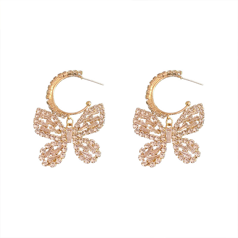 925 Silver Needle Full Diamond Zircon Butterfly Earrings - 5