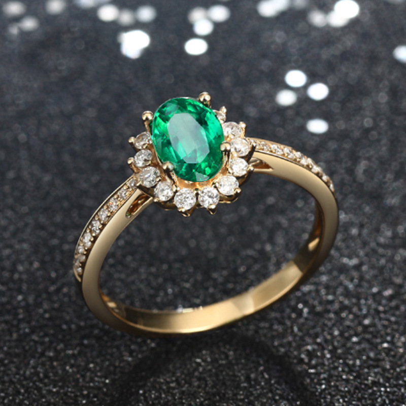 Title 5, Fashionable 18K Gold-plated Emerald Ring For Women