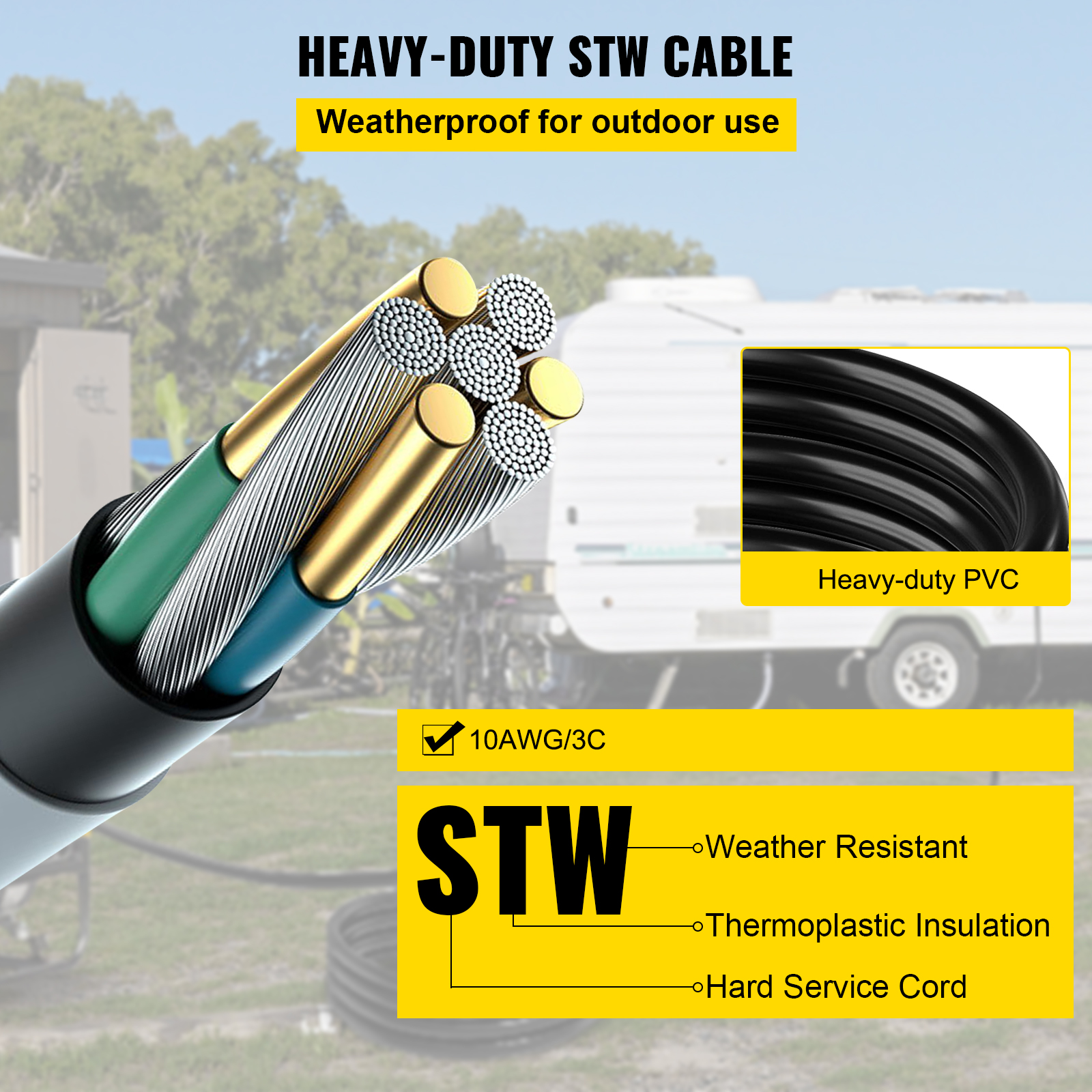 VEVOR  Welding Extension Cord 50ft MIG TIG Plasma Welding Cord 30A Extension Cord For Portable Welders image 3
