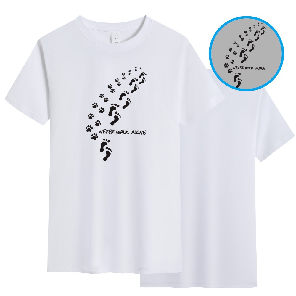 Title 2, Footprint Cartoon Print Fashion Short-sleeved T...