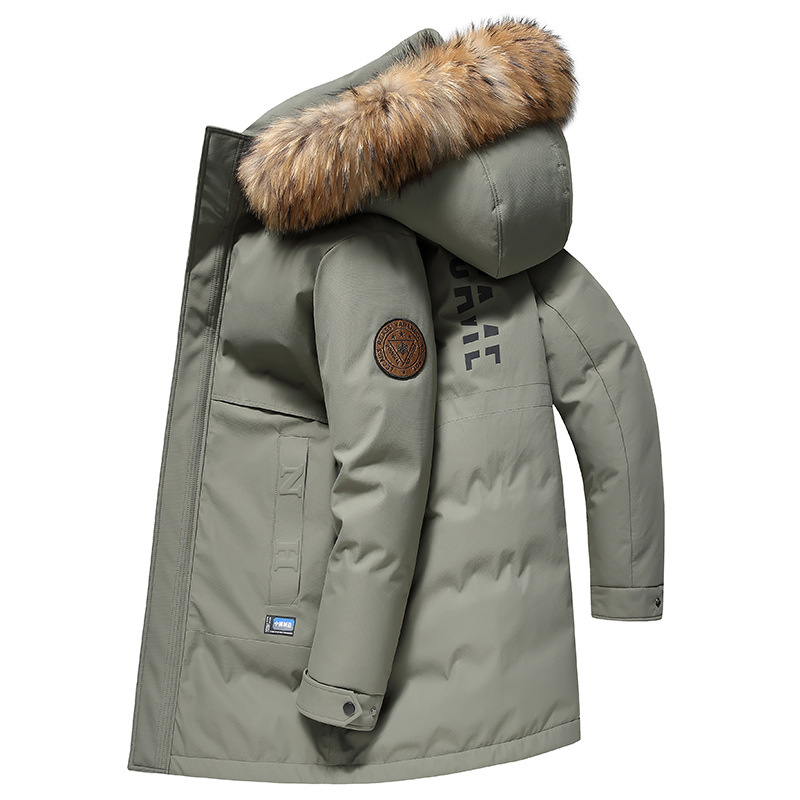 Men's Winter New Medium Long Raccoon Dog Fur Collar Outdoor Extremely Cold Down Jacket