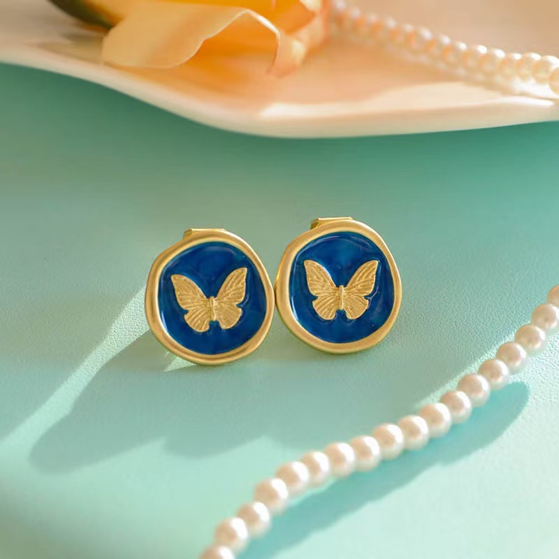 Fashion Blue Heart Shape Ear Cuff Set Women No Piercing Statement Jewelry Gift