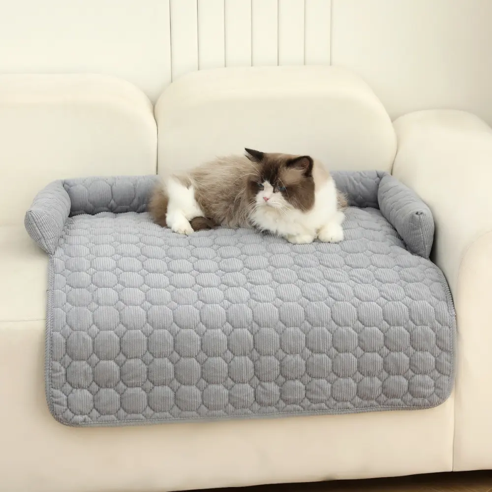 Corduroy Pet Dog Cat Bed Blanket Mat with Neck