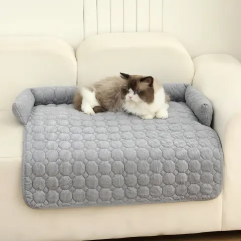 Corduroy Pet Dog Cat Bed Blanket Mat with Neck