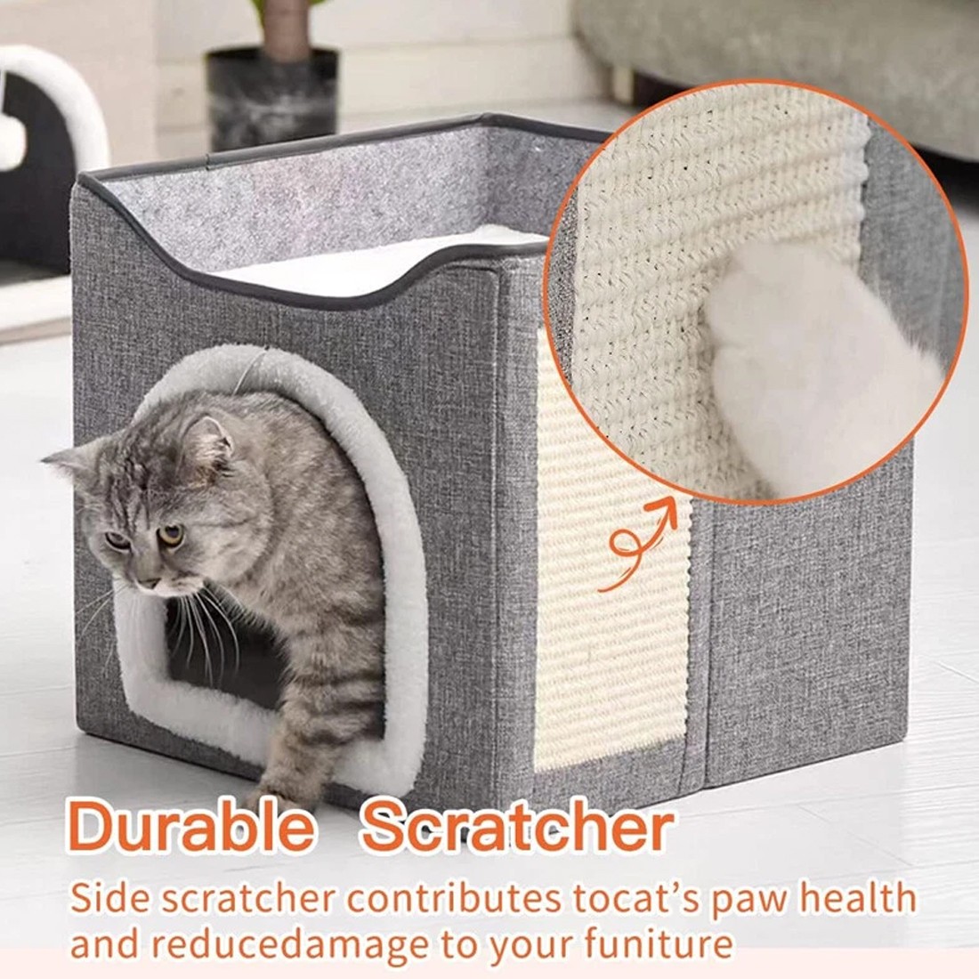 Pet Foldable Storage Cat Shelter Three-dimensional Cage With Scratching Pad — image 6