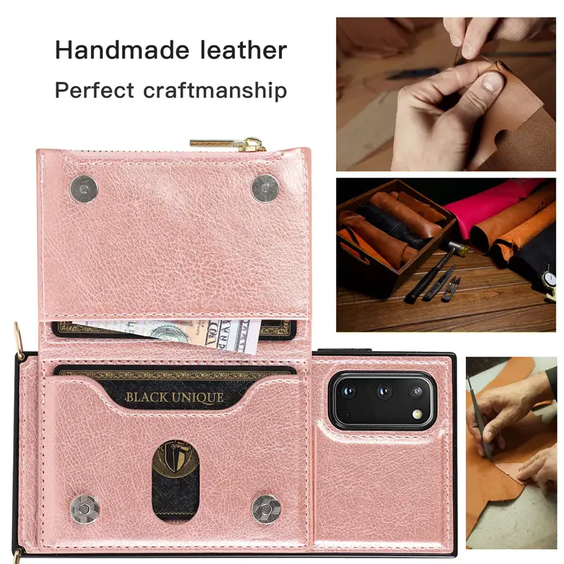 Diagonal Zipper Lanyard Bracket Card Phone Case