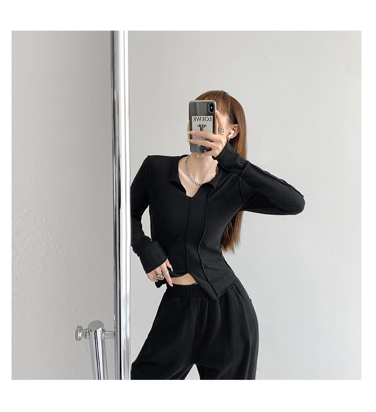 Women's Fashion Simple Solid Color Long Sleeve Bottoming Top