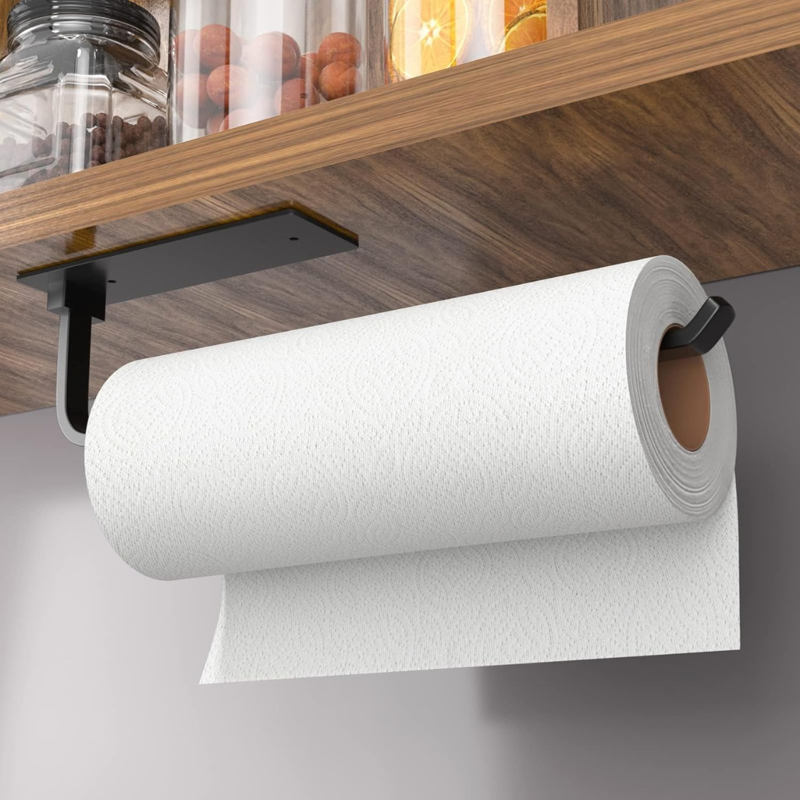 Porte-serviettes en papier autocollant ou percé noir mat distributeur de rouleaux de