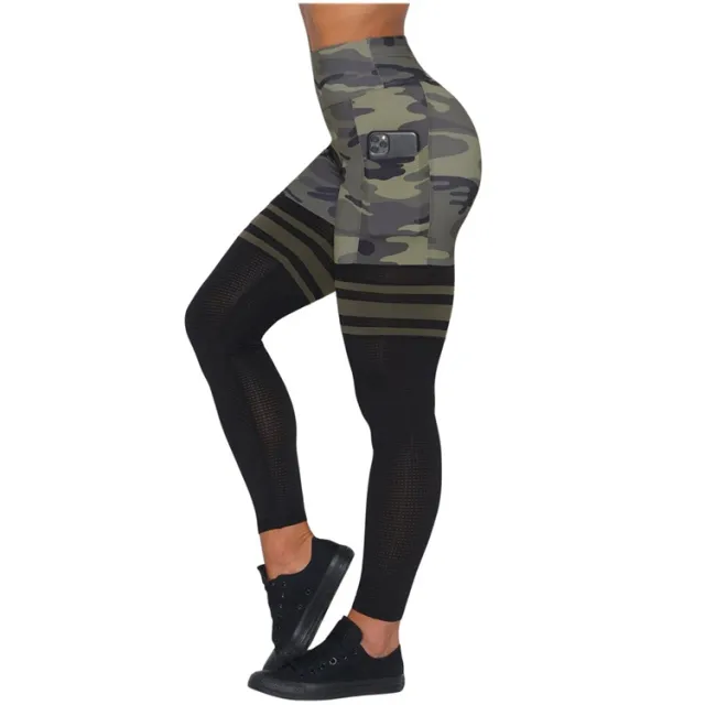 Stitching High waist Sports Pants Outdoor Sports Tight Fitness Yoga Pants Army Green - Shop at LoveMi