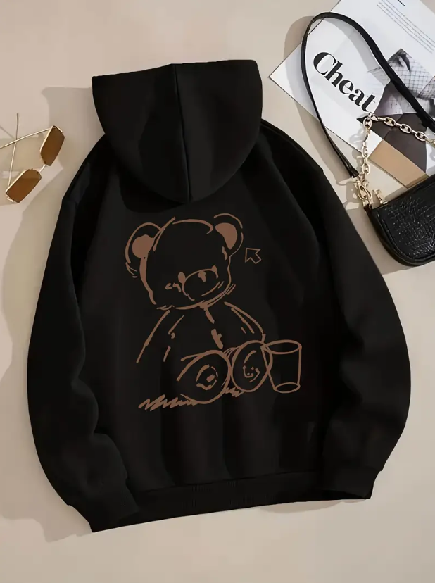 Fashionable long sleeve hooded sweatshirt