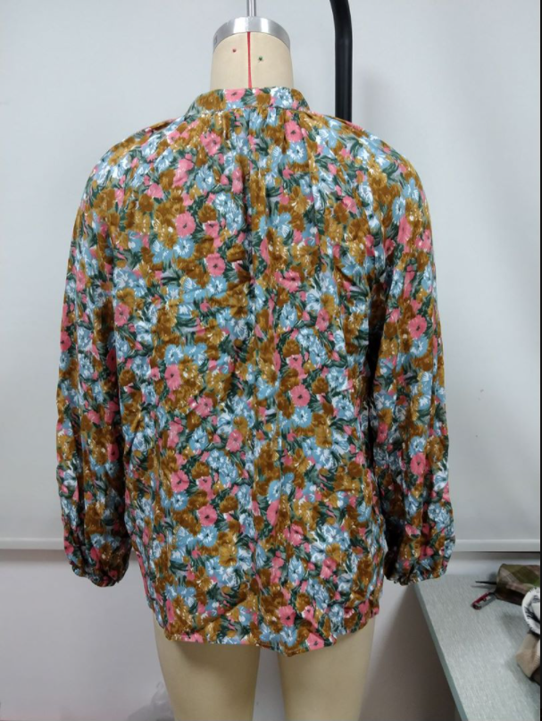 Title 2, Loose Casual Long-sleeved V-neck Printed Shirt