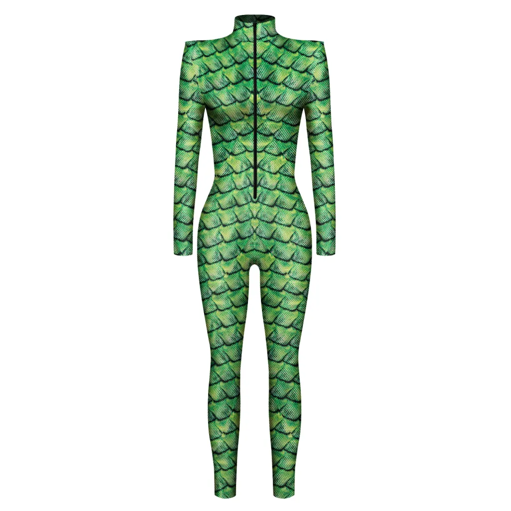 Slim Shoulder Pads Long Sleeve Cosplay Costume Jumpsuit - Bkal002 Color-L