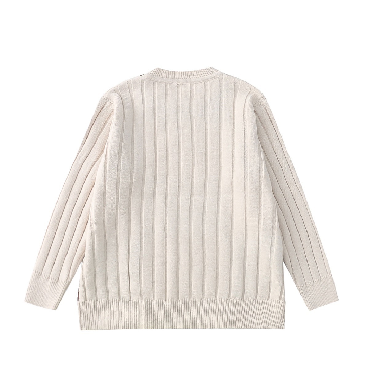 Multi Panel Round Neck Pullover Loose Fried Dough Twist Sweater For Women