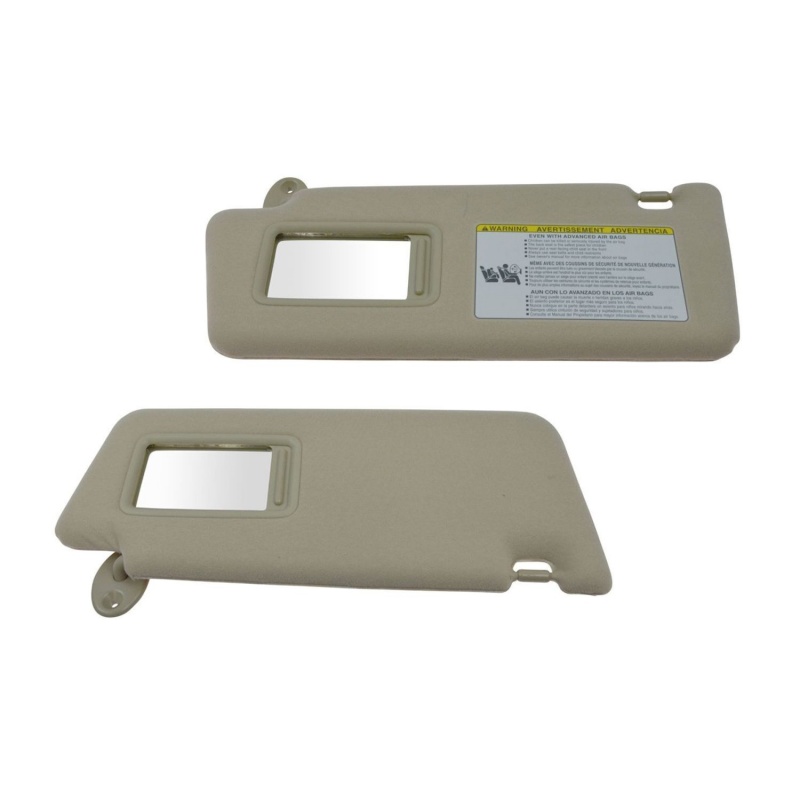 Tan Cloth Sun Visor W- Integrated Mirror & Extension Pair For 2005-2014 Tacoma