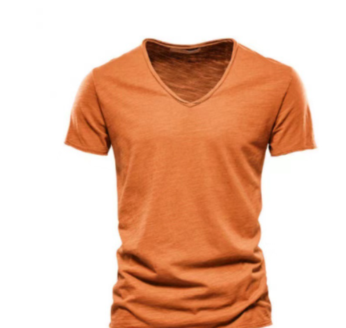V Neck Slub Cotton Plain Washed Short Sleeve T Shirt