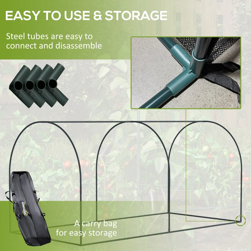 Crop Cage, Plant Protection Tent With Two Zippered Doors, Storage Bag And 4 Ground Stakes, For Garden, Yard, Lawn, Green