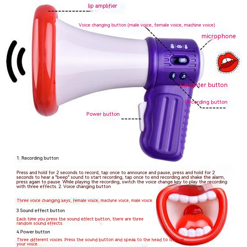 Children's Creative Funny Net Red Lips Horn Loudspeaker - Image 11
