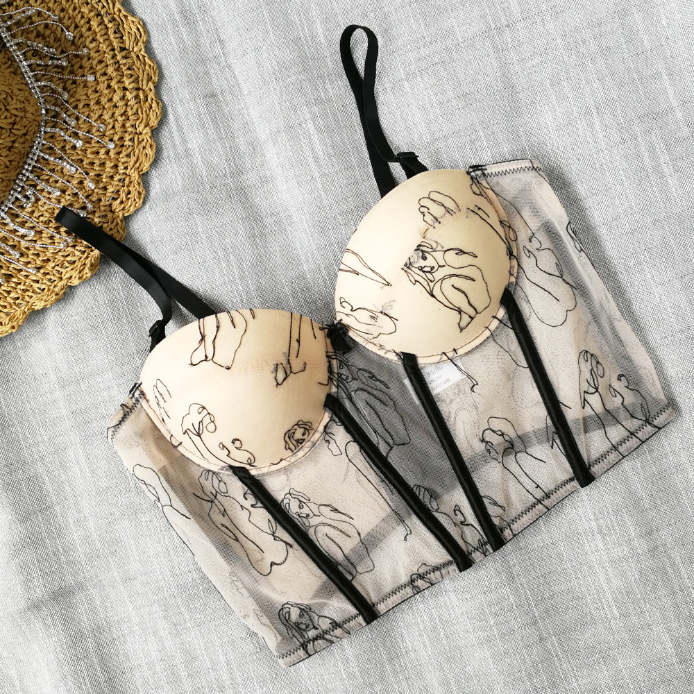 Portrait Suspender See-through Hot Girl Top