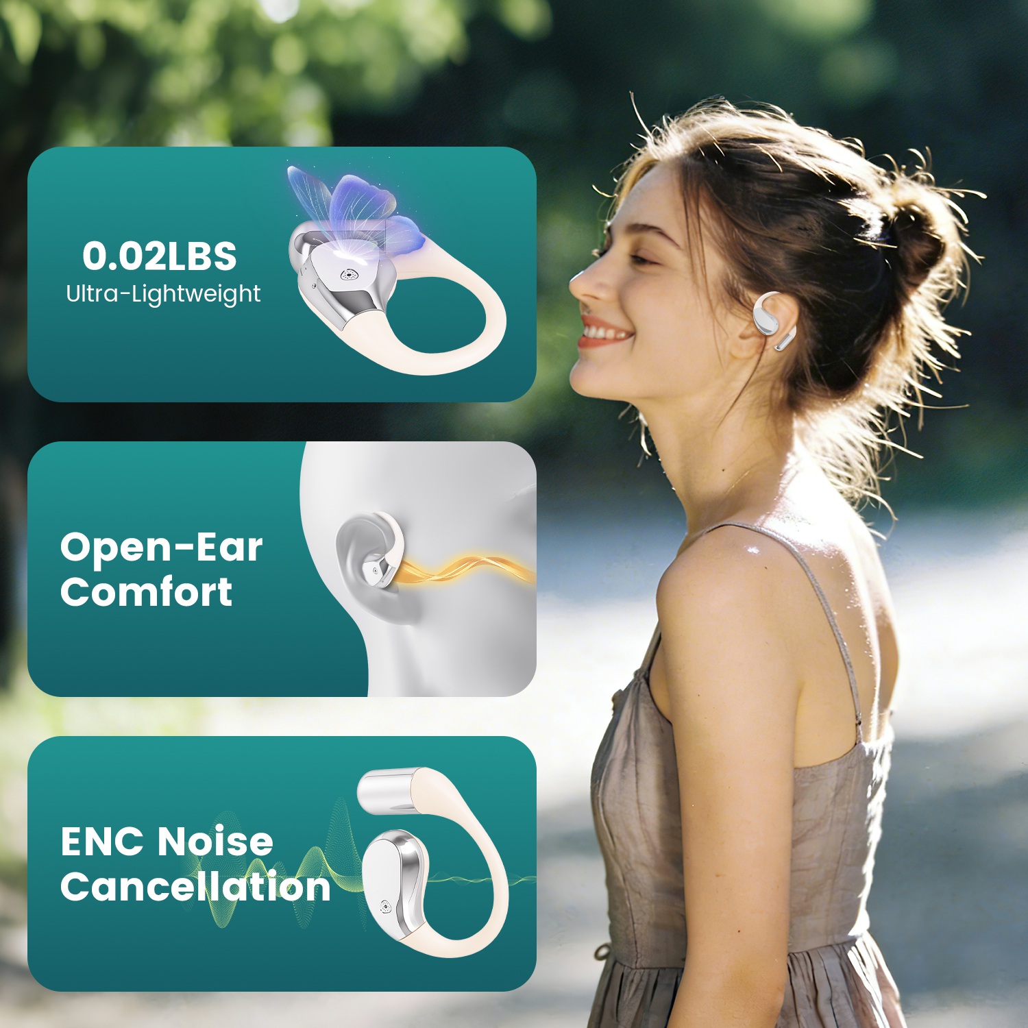 Open-Ear AI Translation Earbuds 165 Language Real Time AI Headphone Wireless 6.0 Translating Earbuds With 360 Degree Rotating Charging Case Lanyard For Travel Meetings Language Learning thumbnail 6