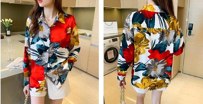 Fashion Women's Polyester Long Sleeve Chiffon Shirt