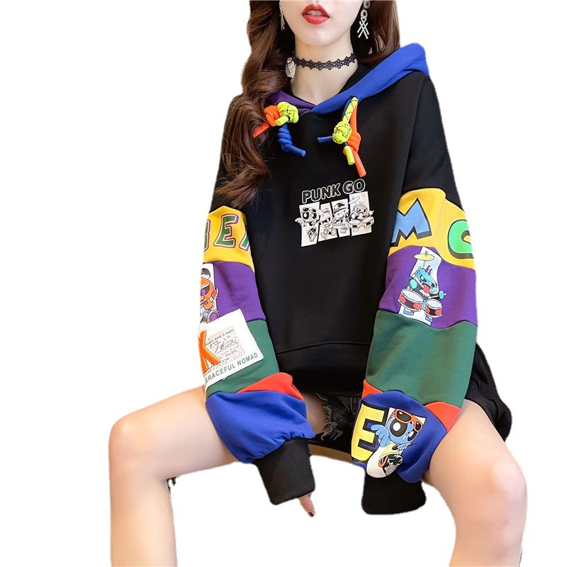 Thin Western Style Loose Design Stitching Sweater