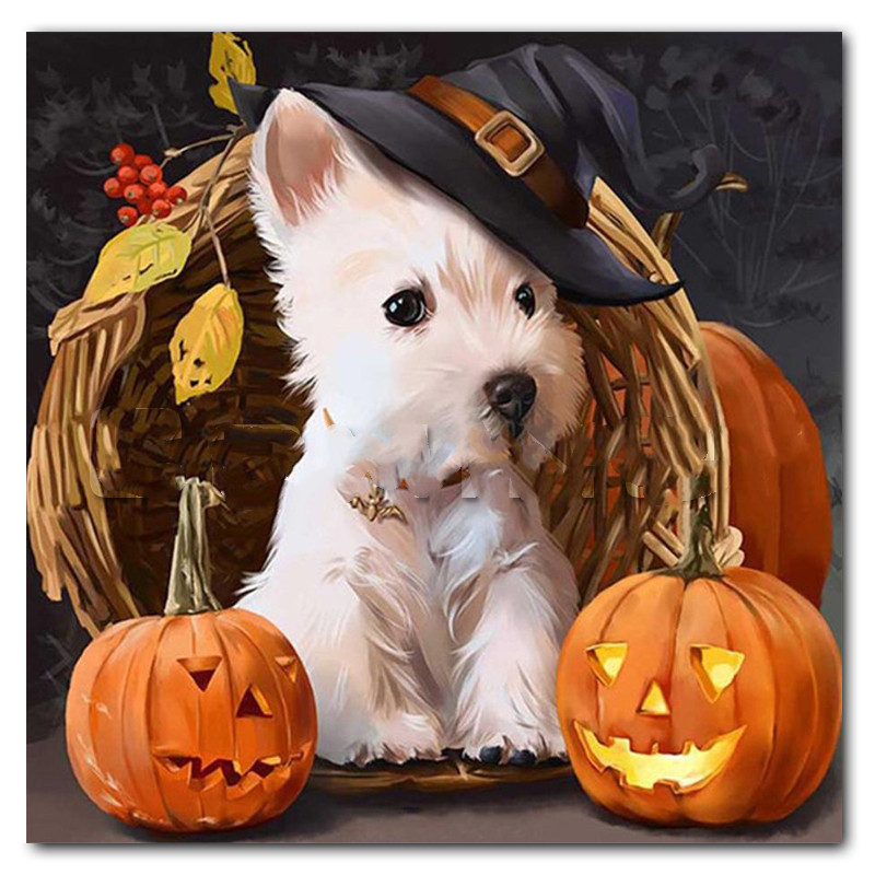 Halloween Cat Square Rhombus Cartoon Embroidery Diamond Painting