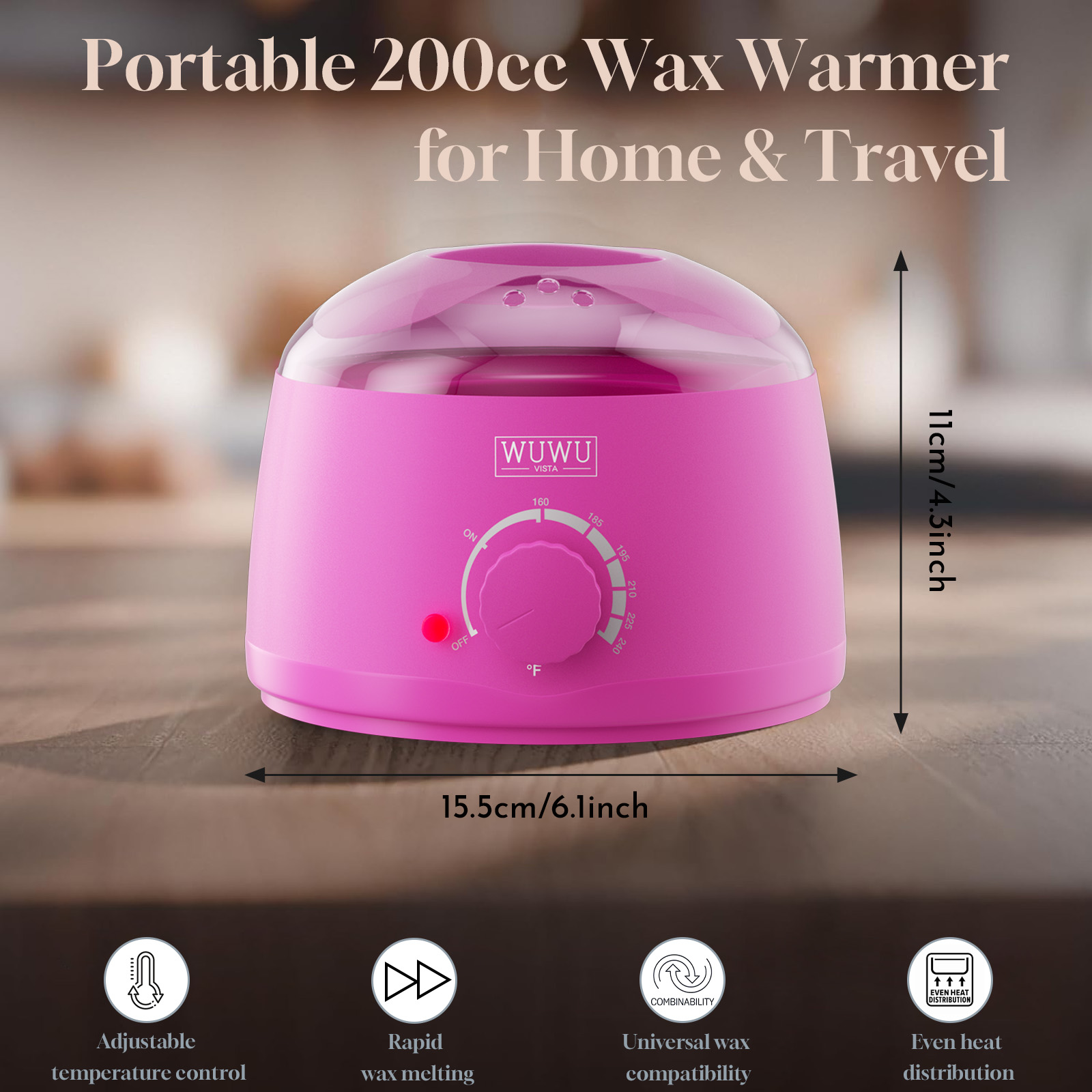 WUWUVISTA Wax Warmer Kit Depilatory Set With Silicone Bowl, Portable & Easy
