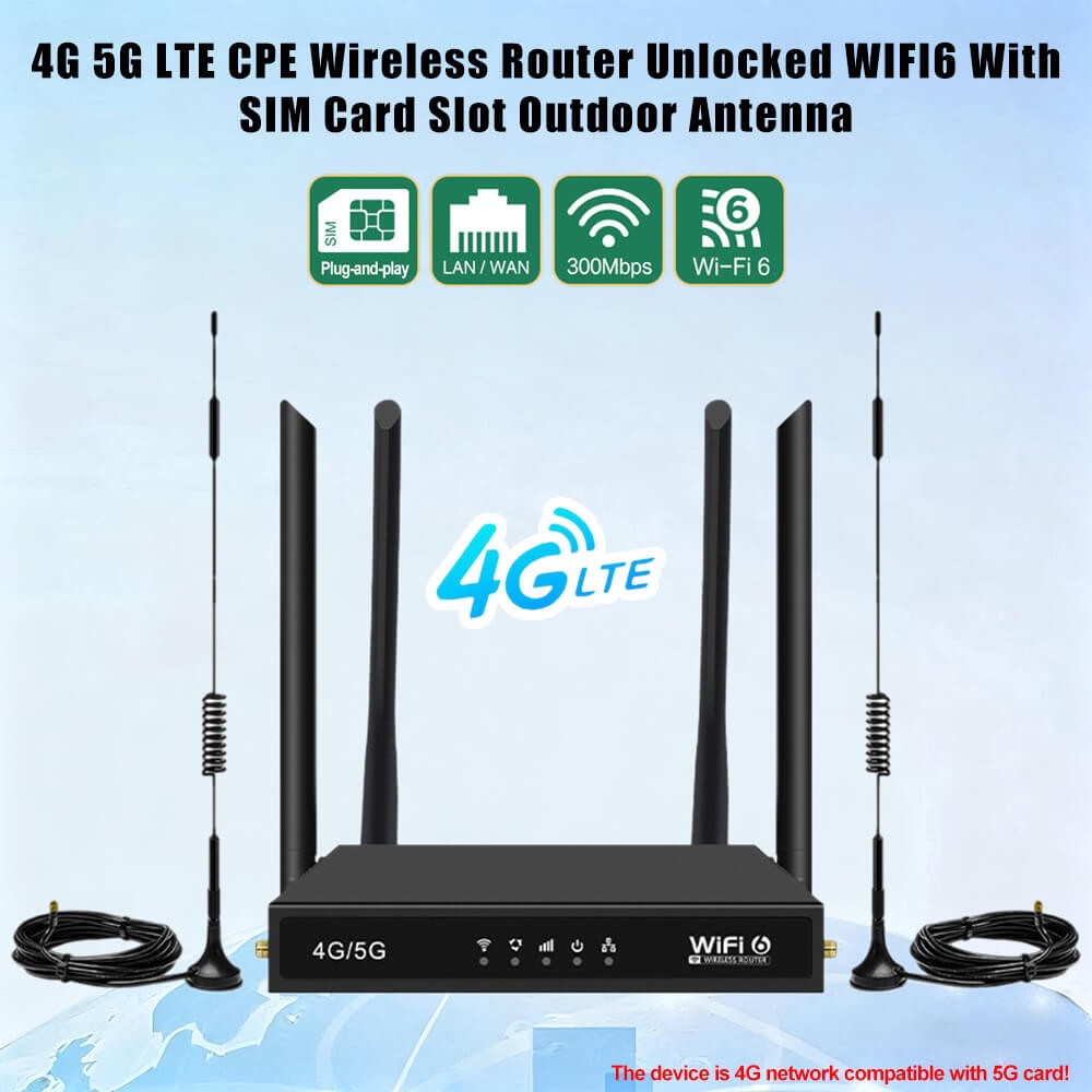 4G 5G LTE CPE Wireless Router Unlocked WIFI6 With SIM Card Slot Outdoor Antenna 4