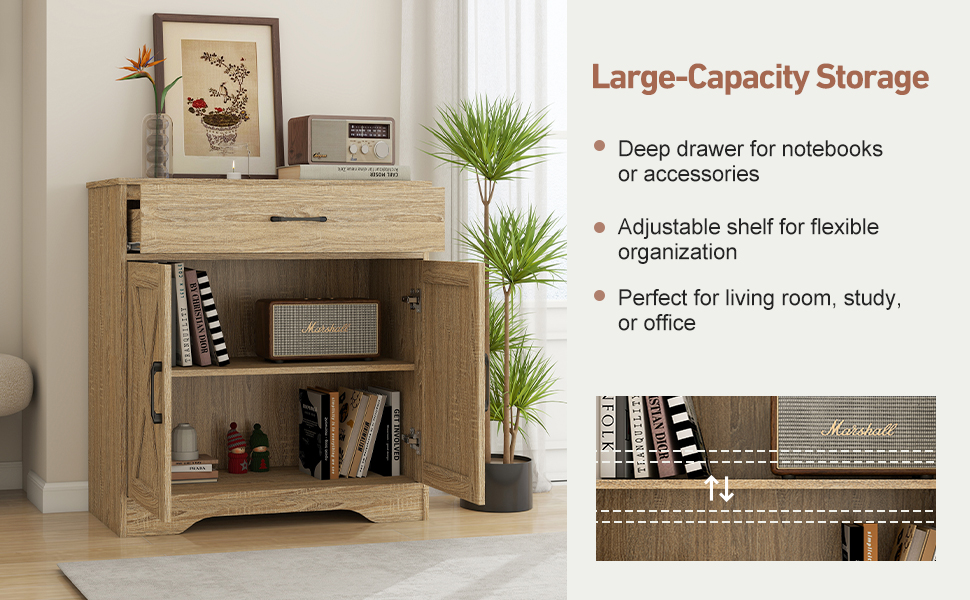 Farmhouse Accent Cabinet Entryway Storage With Drawer Living Room Sideboard — image 9
