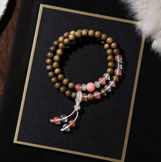 Aquamarine Green Sandalwood Beaded Bracelet