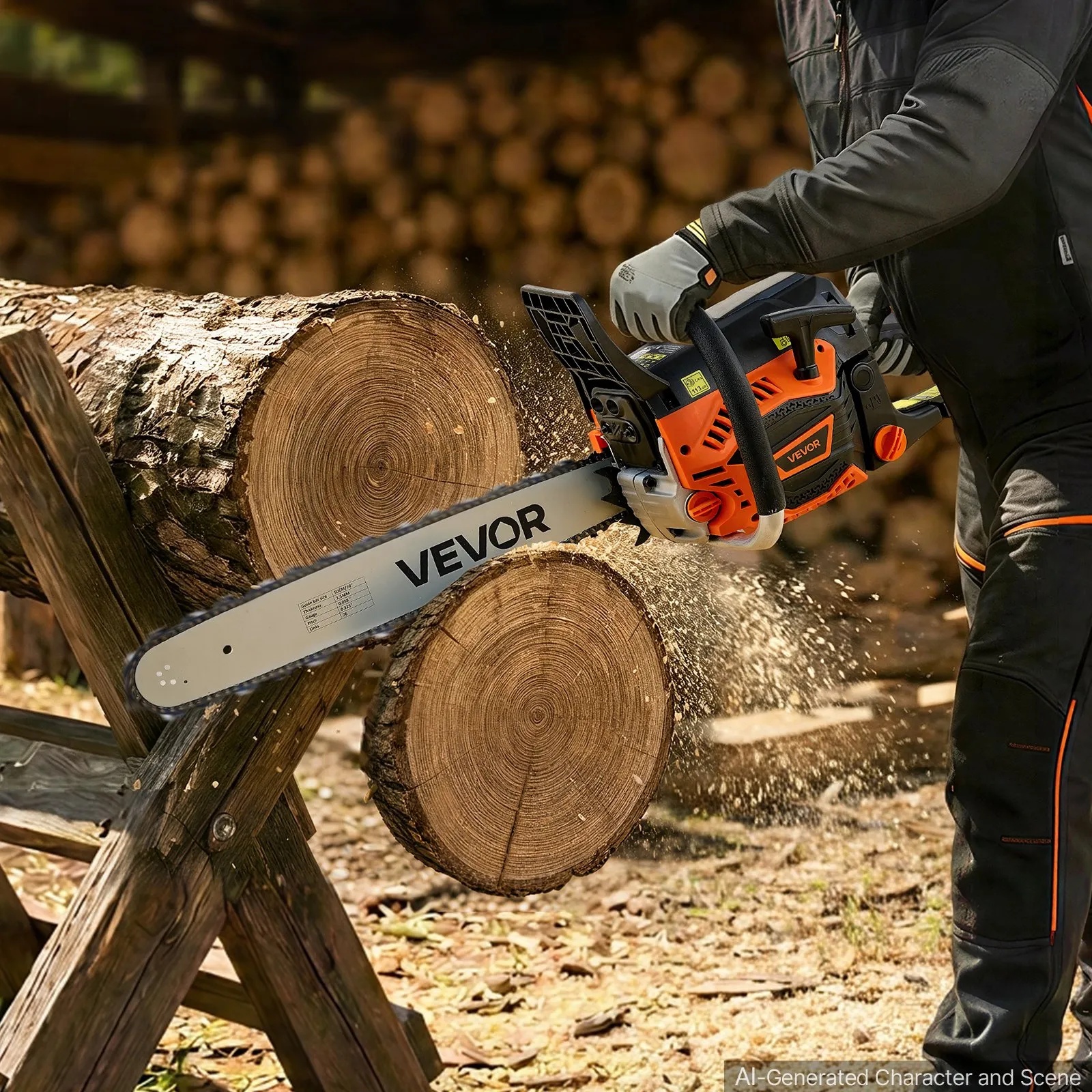 Gas Powered Chainsaw 20 Inch 58CC 3.22HP 2 Stroke Engine Gas Chainsaw, For Wood Cutting, Tree Trimming & Land Clearing, Throttle-Synced Choke, Power Chain Saw With Non-Slip Handle & Dual Tanks image 6