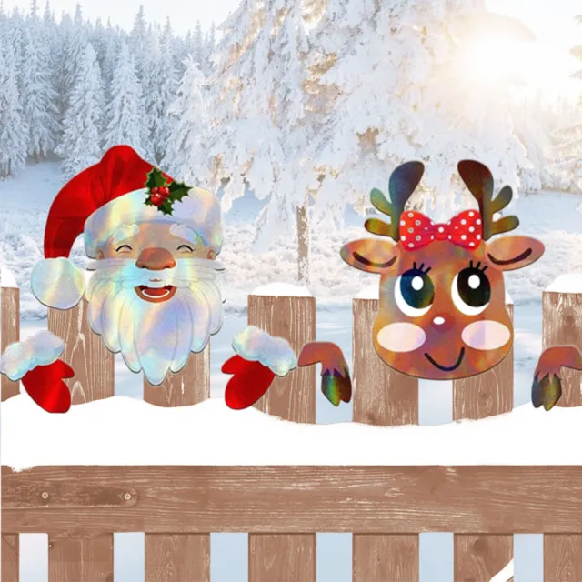Christmas Fence Peeker Decoration Peeking Santa Claus Elk Garden Yard Decorations Fence Decorations With Sticker Xmas Outdoor Garden Fence Sign Orn... Red And White - Shop at LoveMi