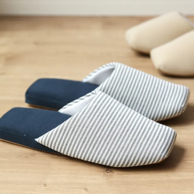 Lovers Knitted Striped Square Head Soft Bottom Home Slippers Grey - Shop at LoveMi