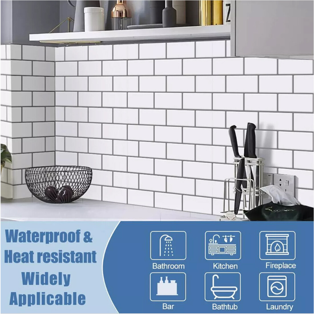 10Pcs Marble Tiles Wall Sticker Self-Adhesive Stick On