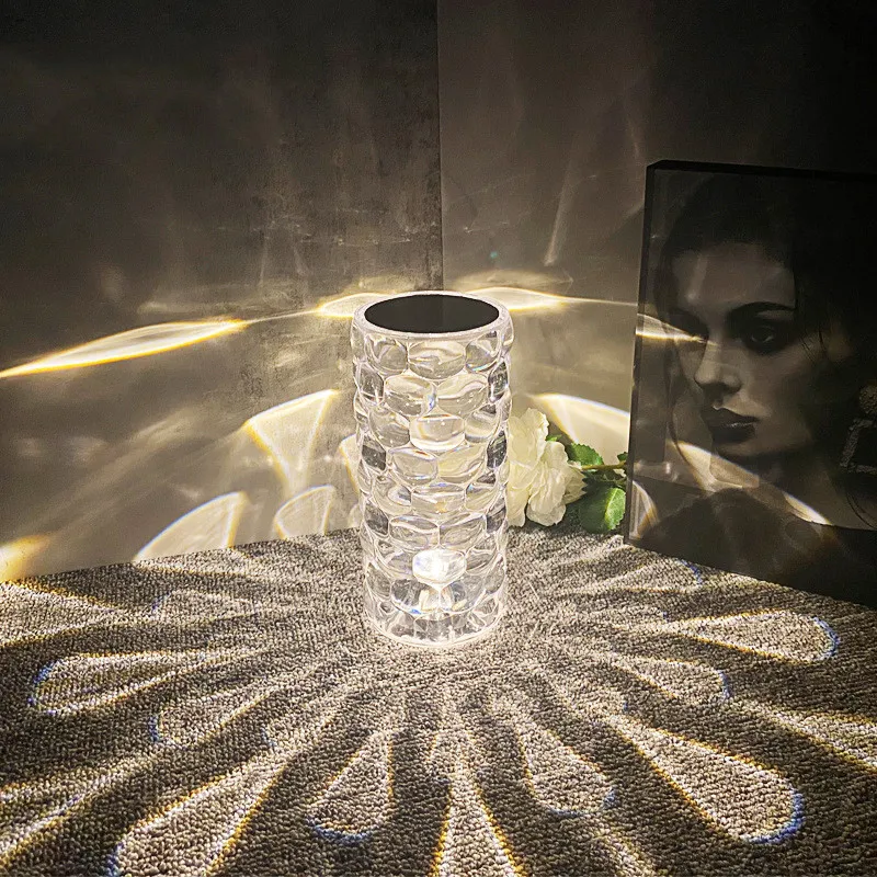 Crystal Table Lamp Rechargeable Diamond Night Light With Teardrop Shape Bedside LED Lights Lamp 3 And 16Color Touch Lamp For Home Bedroom Decor – image 8