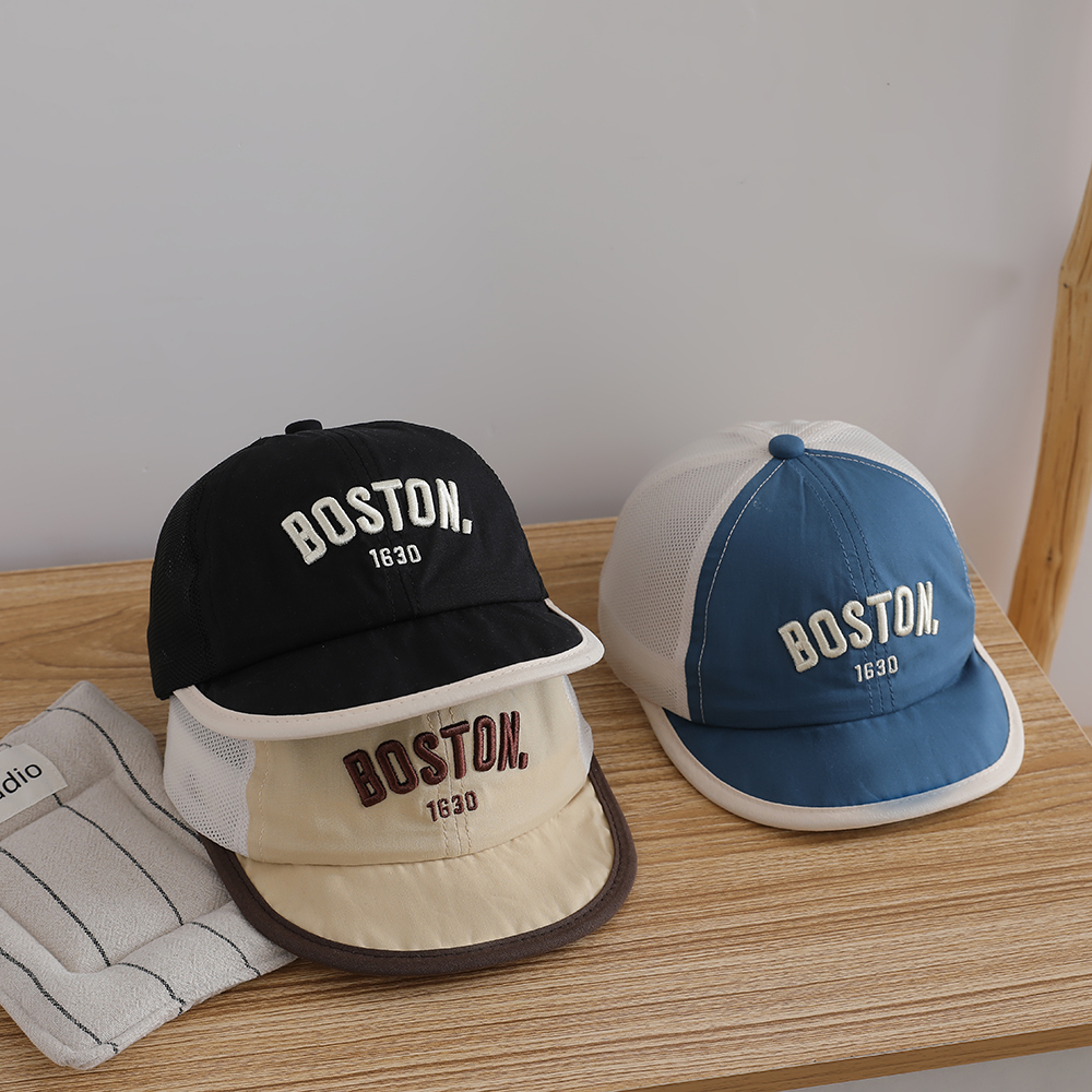 Boy And Girl Baby Hats - Casual And Fashionable Embroidered Letter Short Brimmed Baseball Cap With Mesh Ventilation And Sun Protection, Lightweight Model