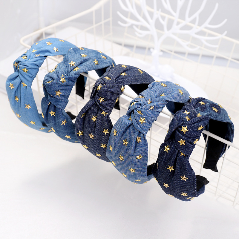 Title 14, Denim art hot diamond star knotted headband