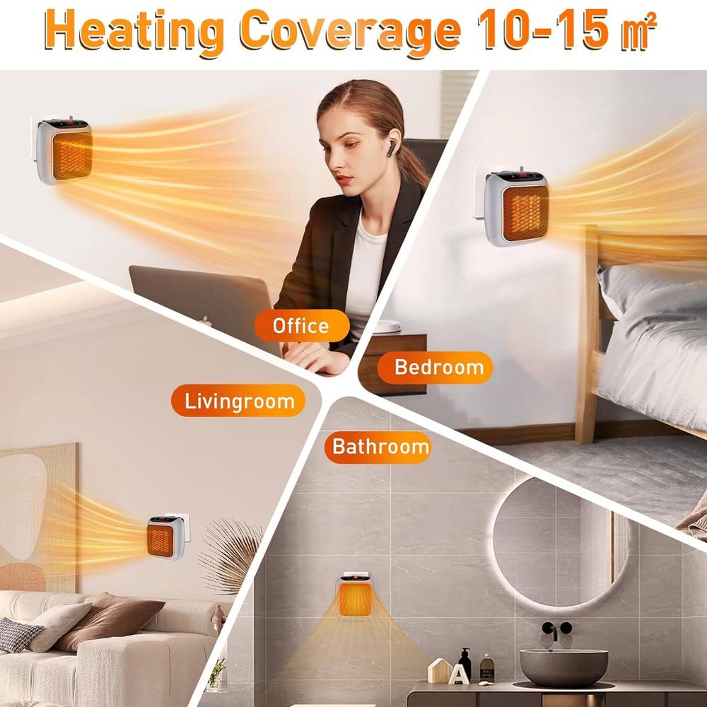 Wall Plug In Heater Fan Ceramic Space Low Energy 3S Fast Heating -Remote — image 12