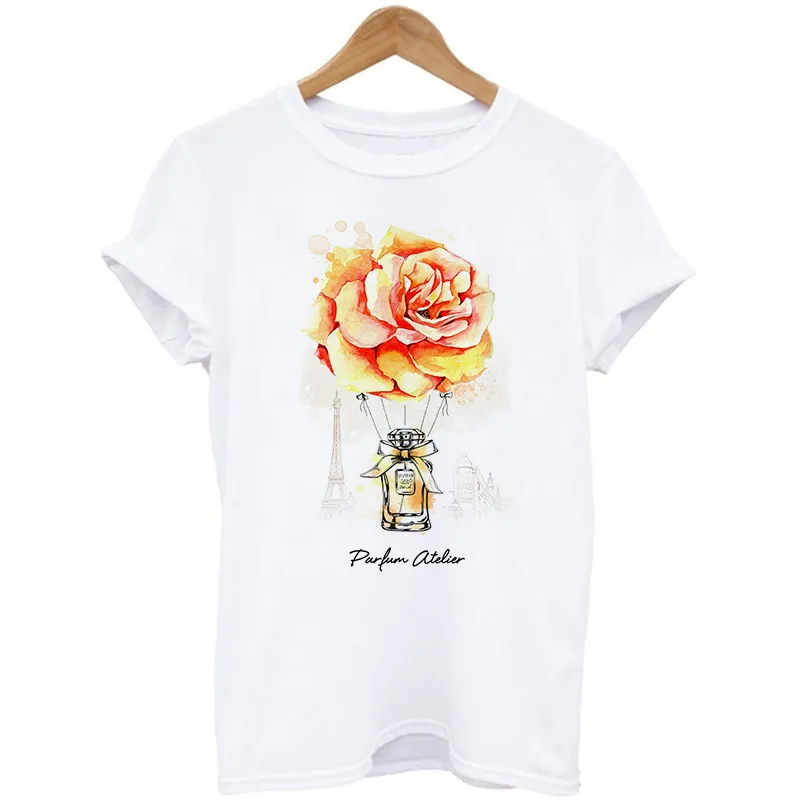 New Purple Hot Air Balloon And Flower Print Ladies T-Shirt - 3.Style