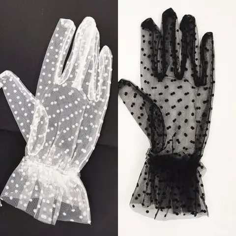 Beauty White Wedding Gloves for Girls Mesh Evening Woman