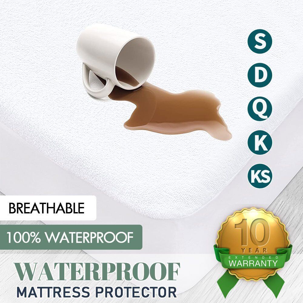 Terry Cotton Fitted Mattress Protector Waterproof Queen-Baby Cot