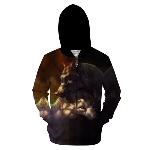 Digital Printing Long Sleeve Hooded Sweater Pullover Loose Couple Wear